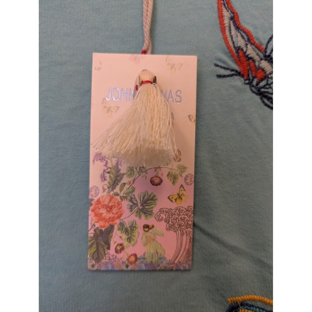 NEW Johnny Was Relaxed Drape Tee Women's XS Blue Embroidered Butterfly - Picture 4 of 13